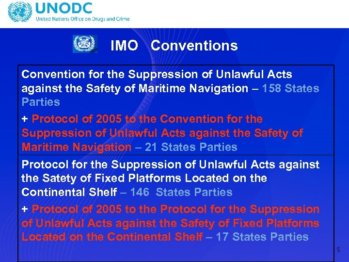 IMO Conventions Convention for the Suppression of Unlawful Acts against the Safety of Maritime