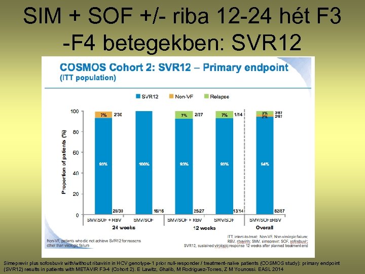 SIM + SOF +/- riba 12 -24 hét F 3 -F 4 betegekben: SVR