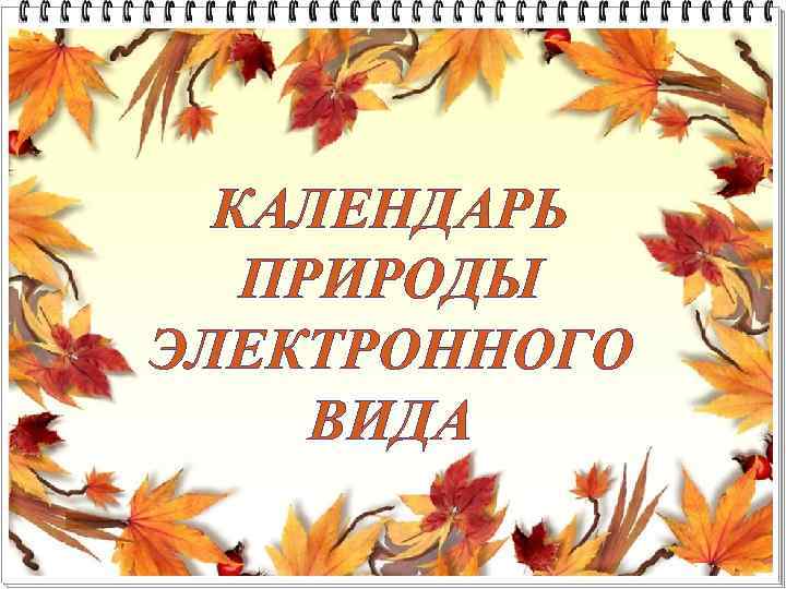 КАЛЕНДАРЬ ПРИРОДЫ ЭЛЕКТРОННОГО ВИДА 