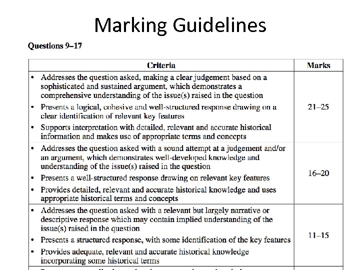 Marking Guidelines 