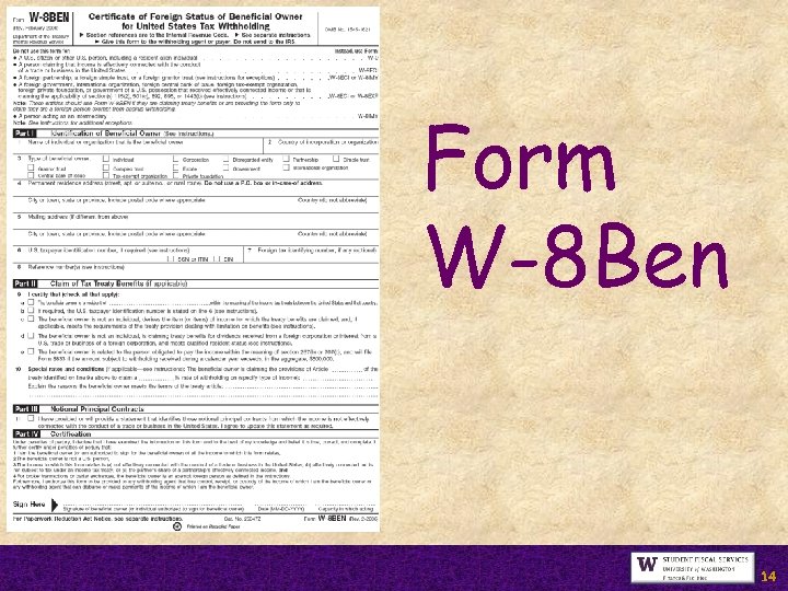 Form W-8 Ben 14 