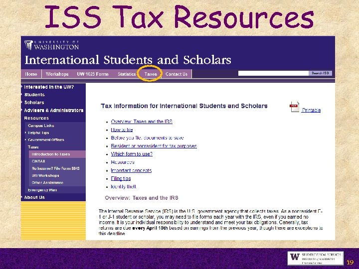 ISS Tax Resources 19 