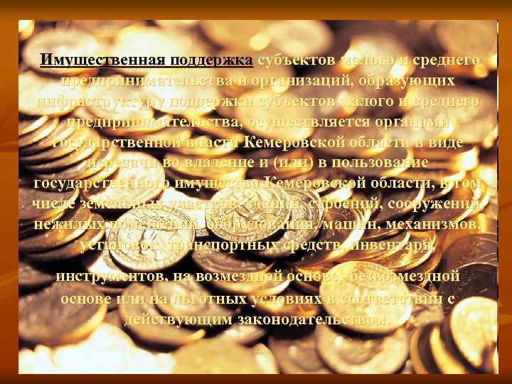  Имущественная поддержка субъектов малого и среднего предпринимательства и организаций, образующих инфраструктуру поддержки субъектов
