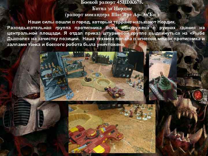 Боевой рапорт 45 HDK 678. Битва за Нордик (рапорт командера Шас'Вре Ар-Эн'Би ) Наши