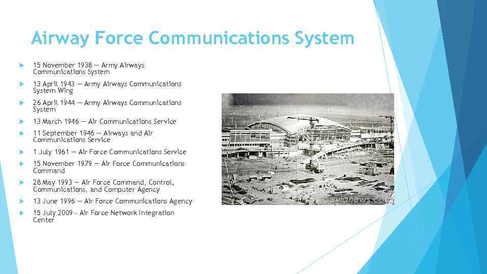 Airway Force Communications System 15 November 1938 — Army Airways Communications System 13 April