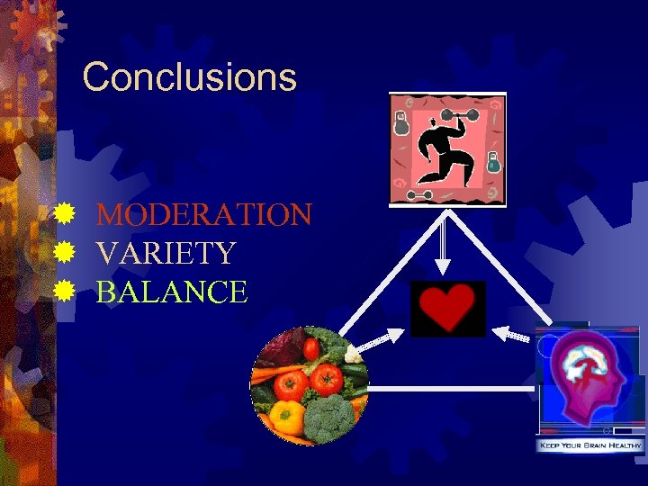 Conclusions ® MODERATION ® VARIETY ® BALANCE 