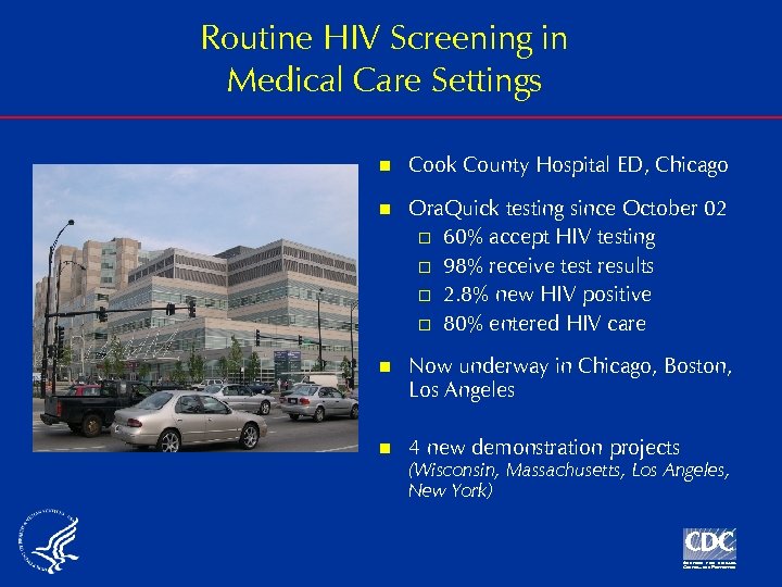 Routine HIV Screening in Medical Care Settings n Cook County Hospital ED, Chicago n