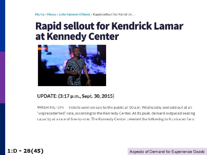 1: D - 28(45) Aspects of Demand for Experience Goods 