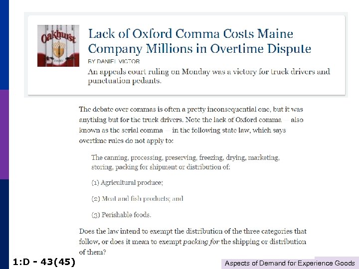 1: D - 43(45) Aspects of Demand for Experience Goods 