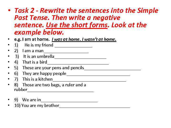 Rewrite the sentences with the new