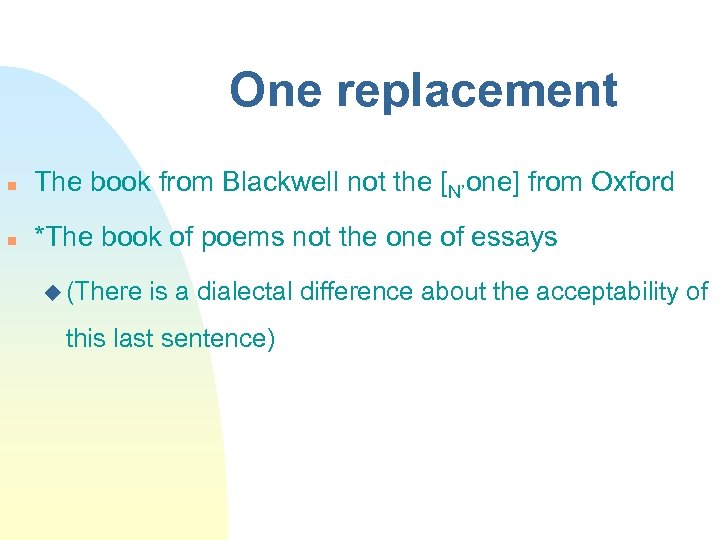 One replacement The book from Blackwell not the [N’one] from Oxford *The book of