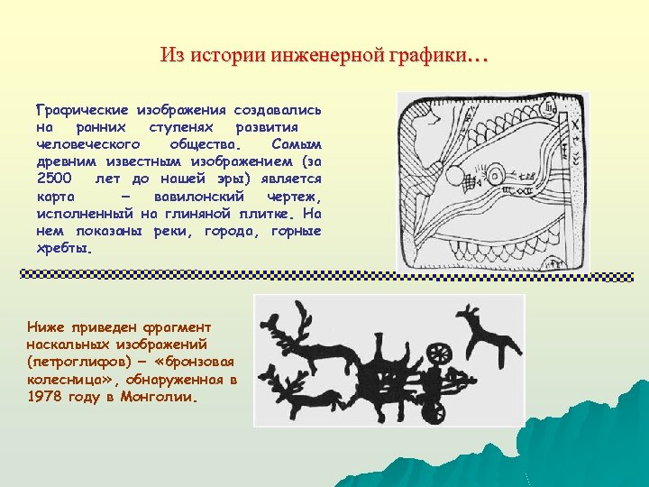Из истории инженерной графики… Графические изображения создавались на ранних ступенях развития человеческого общества. Самым