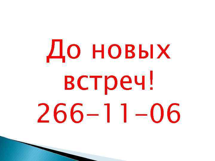 До новых встреч! 266 -11 -06 