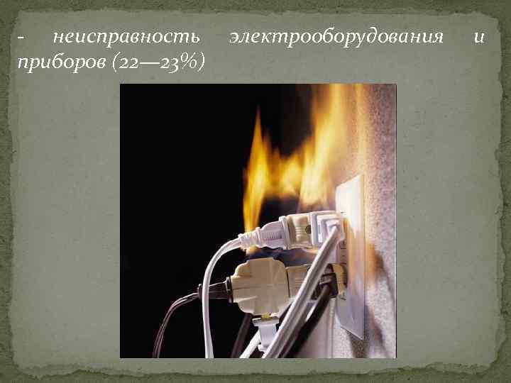 - неисправность приборов (22— 23%) электрооборудования и 