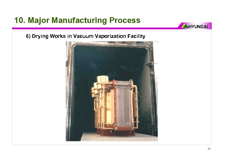10. Major Manufacturing Process HYUNDAI 6) Drying Works in Vacuum Vaporization Facility 26 