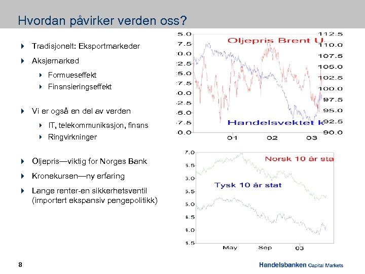 Hvordan påvirker verden oss? 4 Tradisjonelt: Eksportmarkeder 4 Aksjemarked 4 Formueseffekt 4 Finansieringseffekt 4