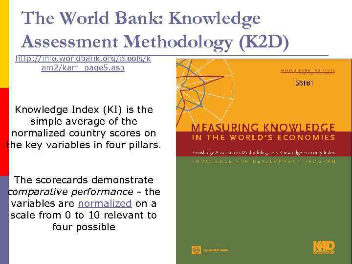 The World Bank: Knowledge Assessment Methodology (K 2 D) http: //info. worldbank. org/etools/k am