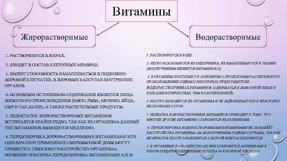 Характеристика водорастворимых витаминов