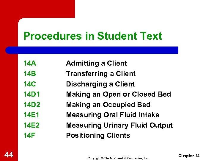 Procedures in Student Text 14 A 14 B 14 C 14 D 1 14