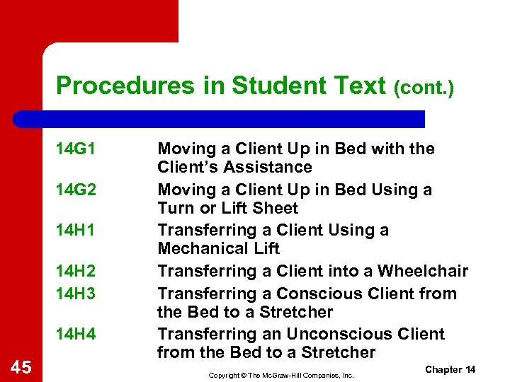 Procedures in Student Text (cont. ) 14 G 1 14 G 2 14 H