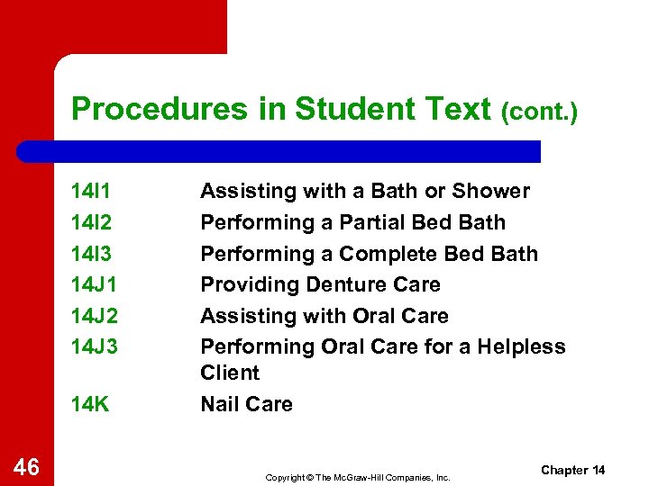Procedures in Student Text (cont. ) 14 I 1 14 I 2 14 I