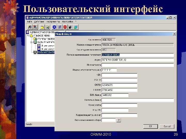 Пользовательский интерфейс ORMM-2010 29 