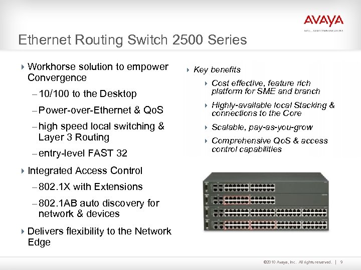 Ethernet Routing Switch 2500 Series 4 Workhorse solution to empower Convergence – 10/100 to