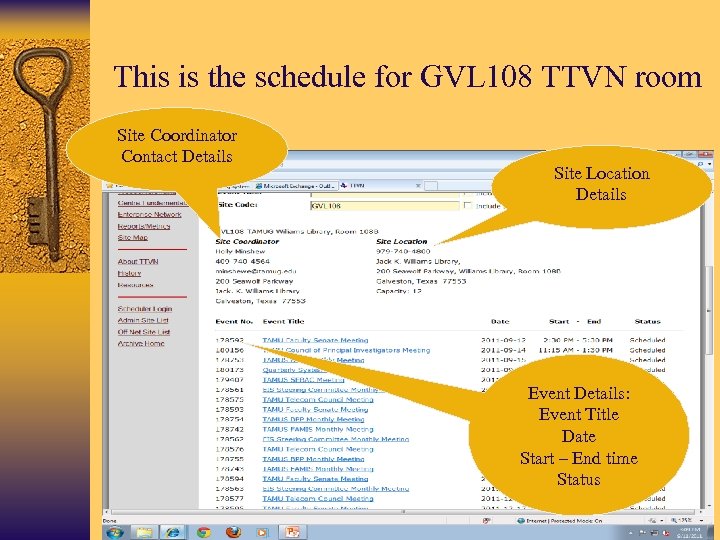 This is the schedule for GVL 108 TTVN room Site Coordinator Contact Details Site