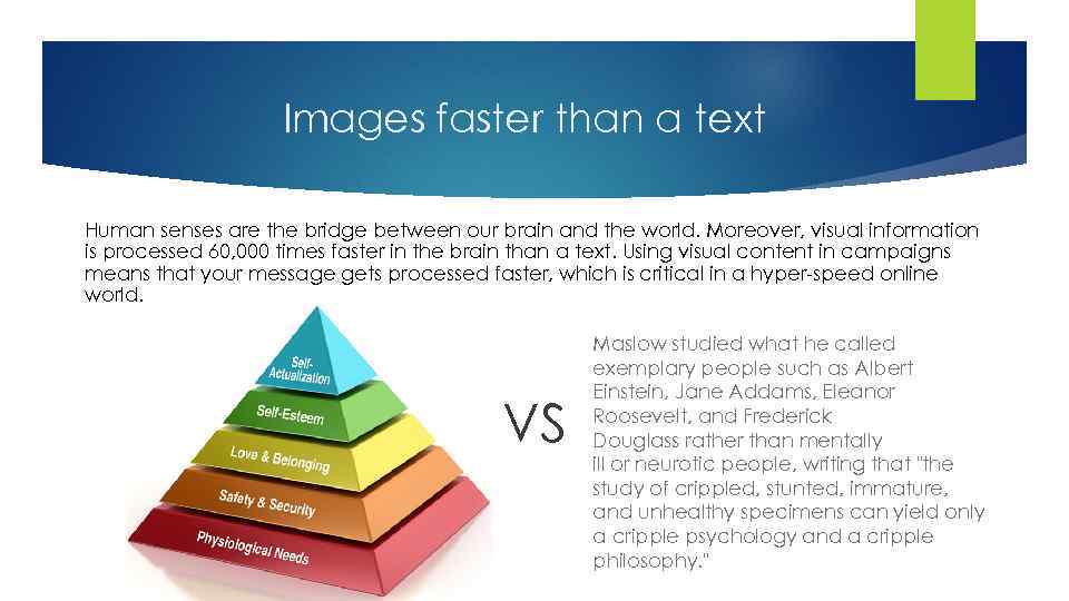 Images faster than a text Human senses are the bridge between our brain and