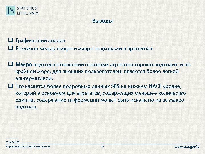 Выводы q Графический анализ q Различия между микро и макро подходами в процентах q