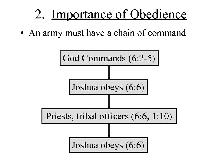 2. Importance of Obedience • An army must have a chain of command God