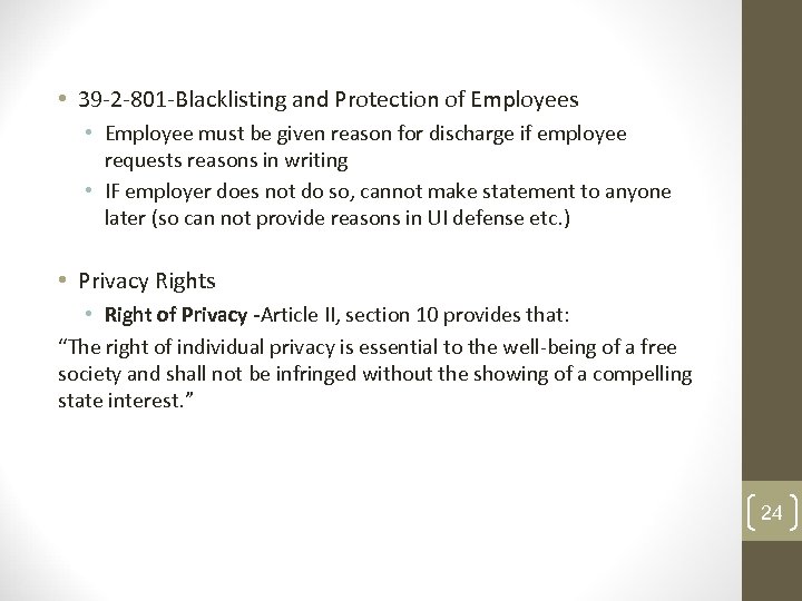  • 39 -2 -801 -Blacklisting and Protection of Employees • Employee must be