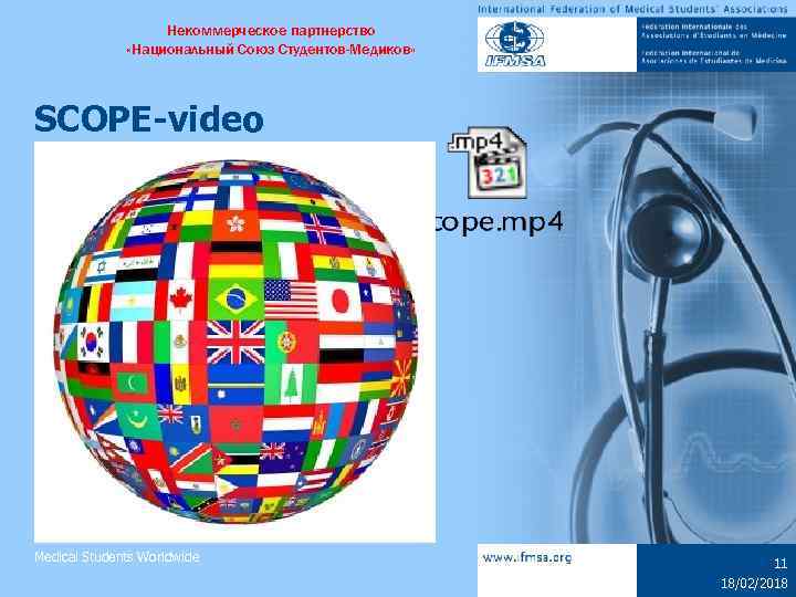 Некоммерческое партнерство «Национальный Союз Студентов-Медиков» SCOPE-video Medical Students Worldwide 11 18/02/2018 
