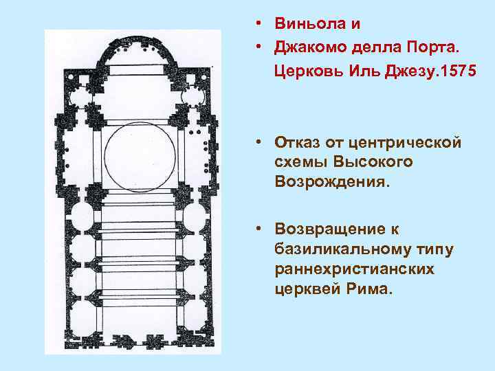  • Виньола и • Джакомо делла Порта. Церковь Иль Джезу. 1575 • Отказ