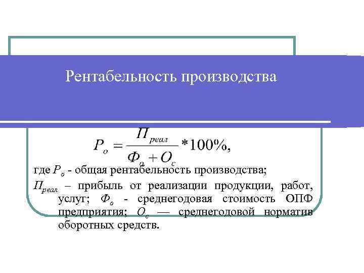 Рентабельность производства продукции