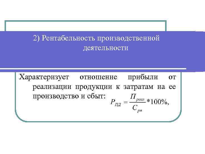 Рентабельность реализации продукции