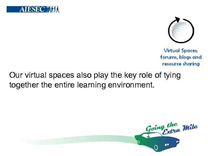 Our virtual spaces also play the key role of tying together the entire learning