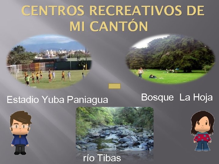CENTROS RECREATIVOS DE MI CANTÓN Estadio Yuba Paniagua río Tibas Bosque La Hoja 