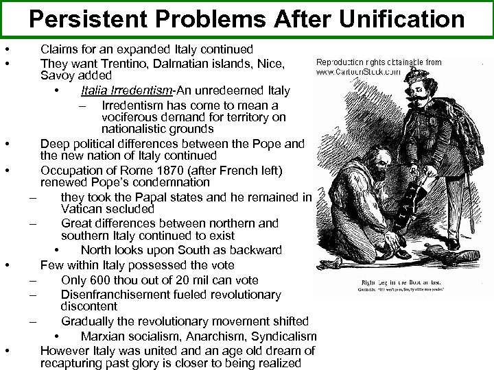 Persistent Problems After Unification • • – – – • Claims for an expanded
