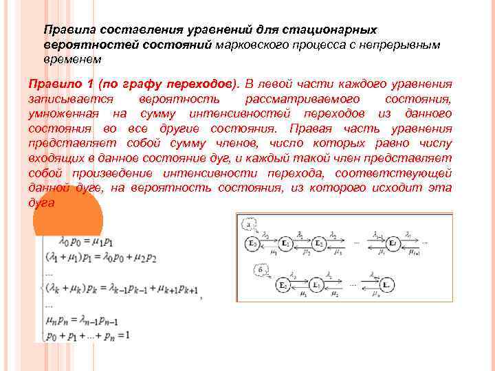 Правила составления уравнений для стационарных вероятностей состояний марковского процесса с непрерывным временем Правило 1