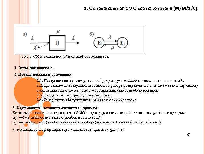 Одноканальная смо с очередью