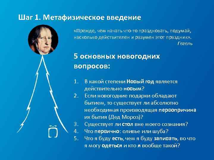 Шаг 1. Метафизическое введение «Прежде, чем начать что-то праздновать, подумай, насколько действителен и разумен