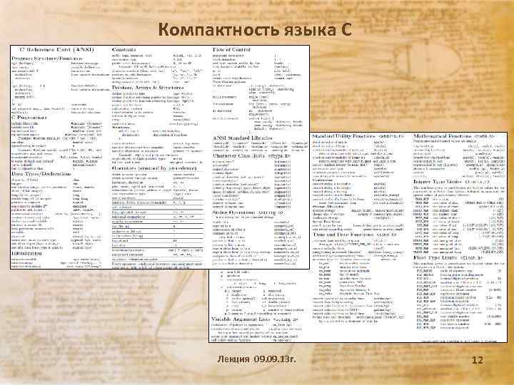 Компактность языка С Лекция 09. 13 г. 12 