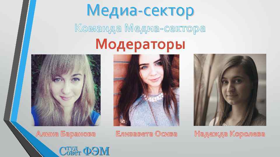 Медиа-сектор Команда Медиа-сектора Модераторы 