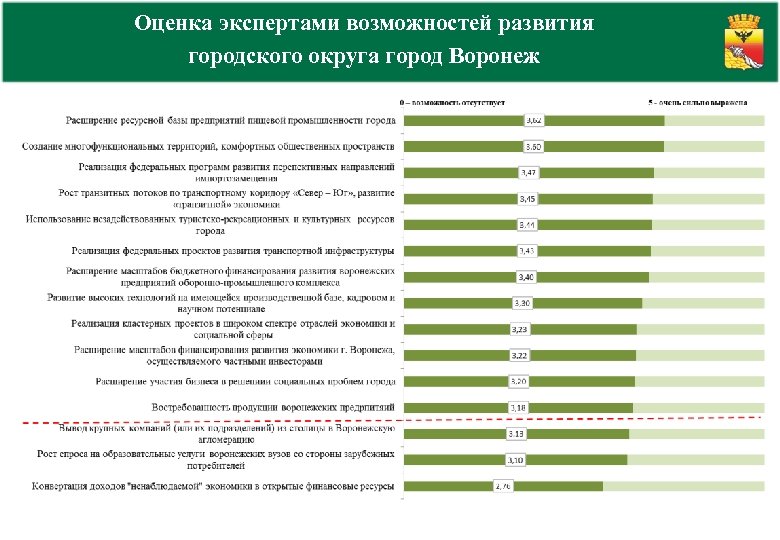 Оценка экспертами возможностей развития городского округа город Воронеж 
