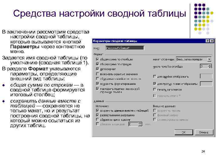 Обновление данных сводной таблицы