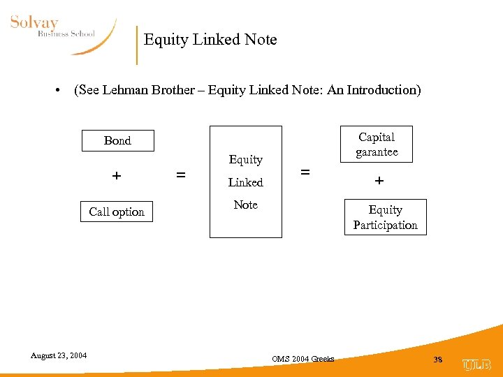 Equity Linked Note • (See Lehman Brother – Equity Linked Note: An Introduction) Capital