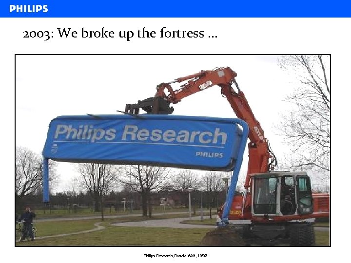 2003: We broke up the fortress … Philips Research, Ronald Wolf, 10/08 