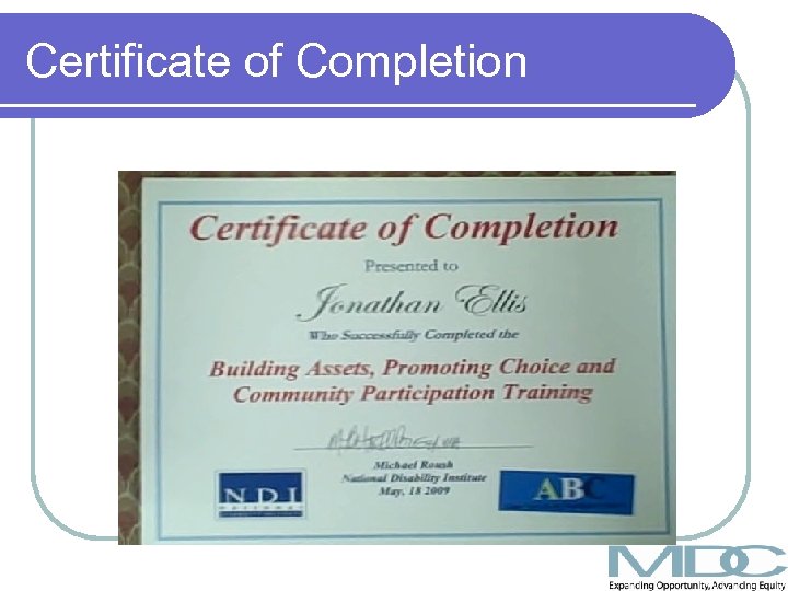 Certificate of Completion 