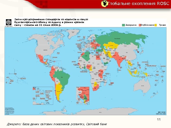 Глобальне охоплення ROSC Звіти про дотримання стандартів та кодексів в галузі бухгалтерського обліку та